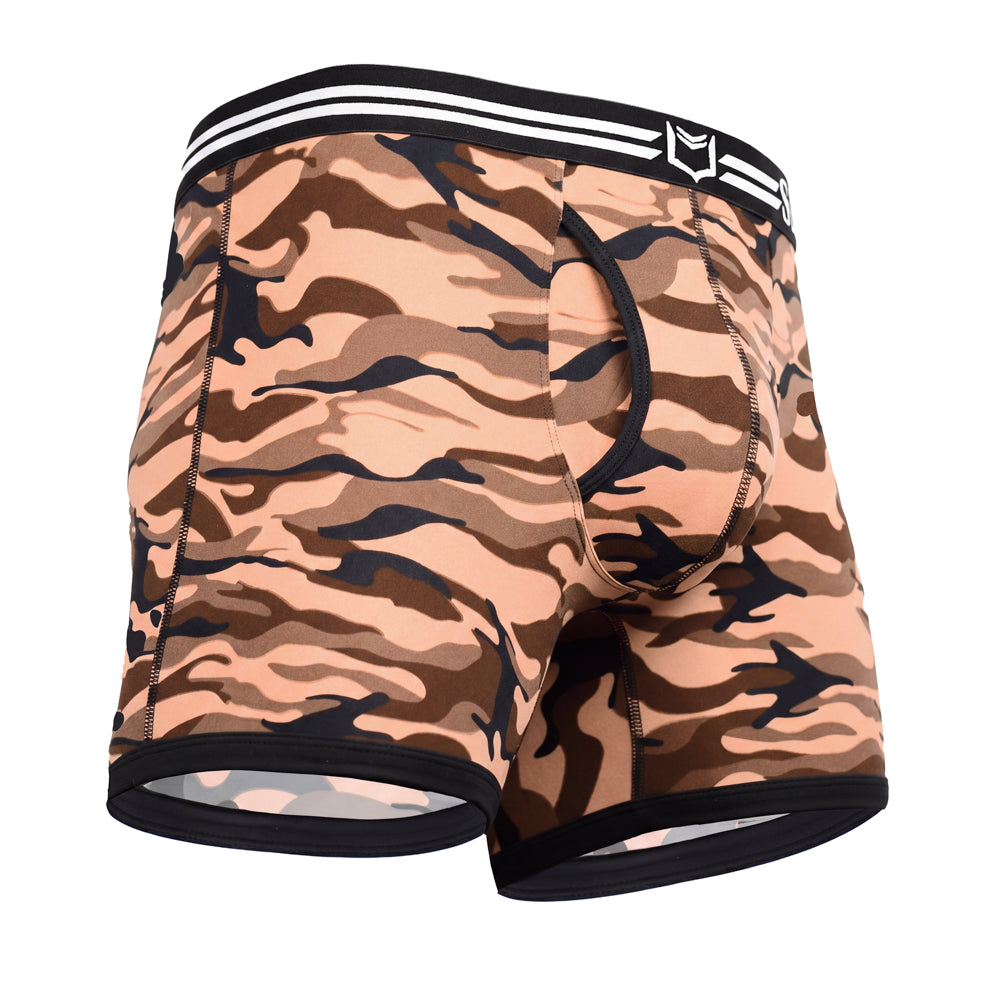 SHEATH 4.0 Polyester Camo Men's Pouch Boxer Brief 5" (4 Pack)