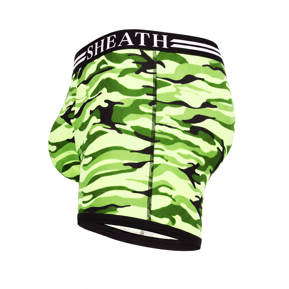 SHEATH 4.0 Polyester Camo Men's Pouch Boxer Brief 5" (4 Pack)