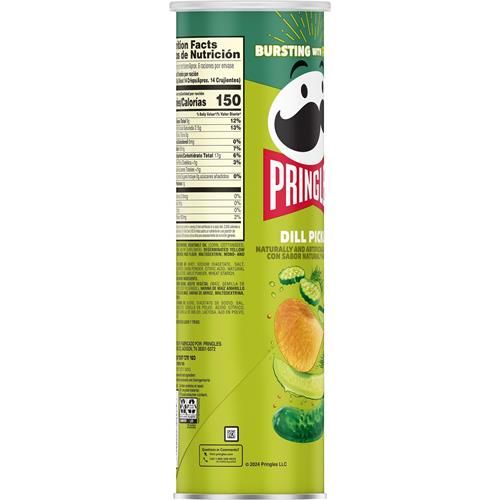 Pringles Potato Crisps Chips, Lunch Snacks, On-The-Go Snacks, Dill Pickle, 5.5Oz Can (1 Can)