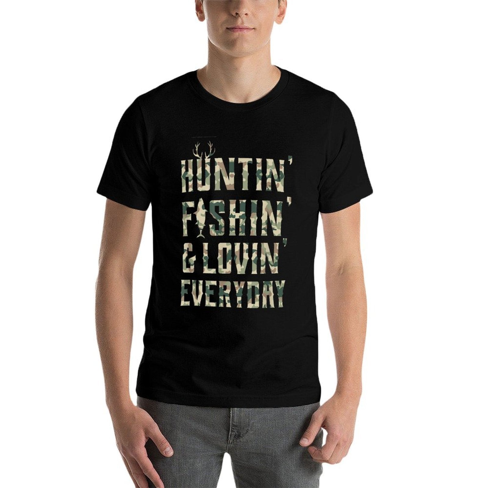 Hunting Fishing Loving Every Day, Camo  Easy-care T-Shirt