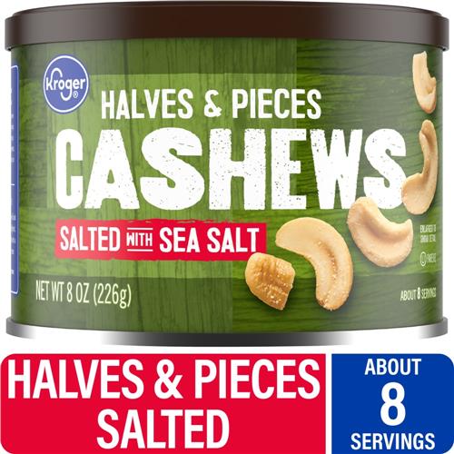 Kroger Halves & Pieces Salted Cashews 8 oz