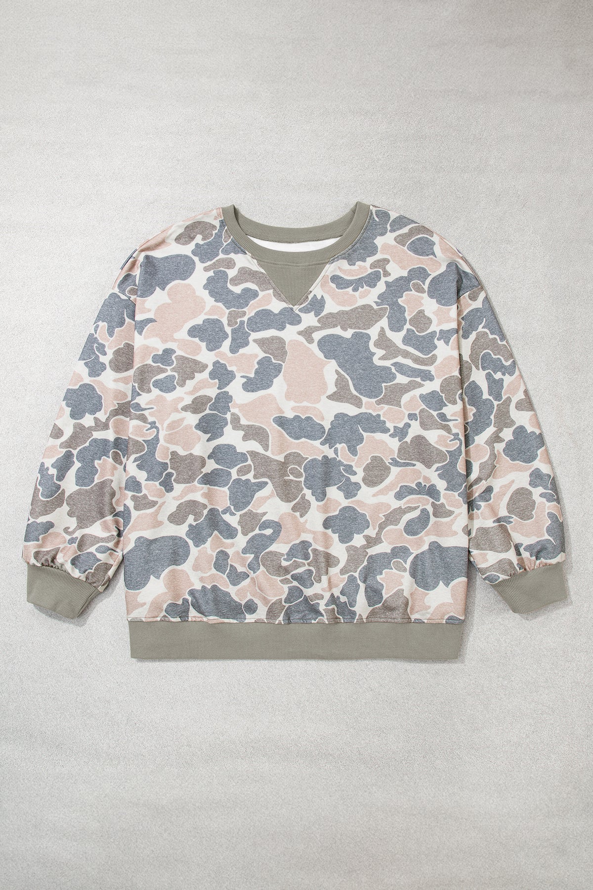 Multicolour Camouflage Print Shift Silhouette Long Sleeve Plus Size Sweatshirt