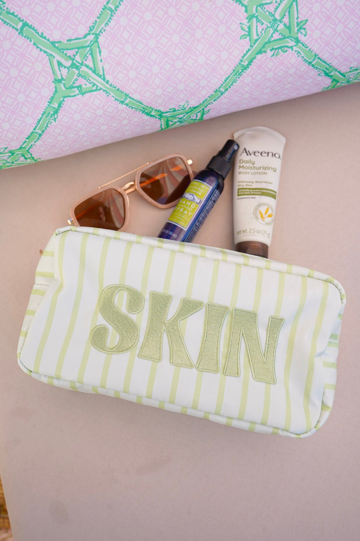 Striped Travel- Ready Cosmetic Bags