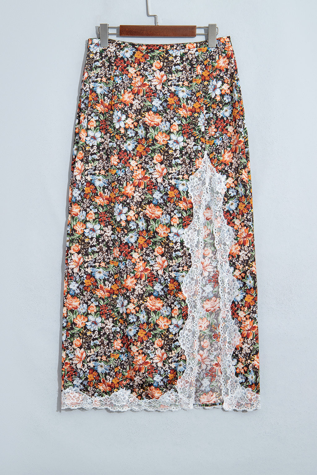 Khaki Cheetah Print Trim Split Long Western Skirt