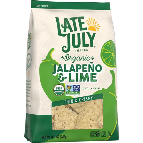 Late July Snacks, Thin And Crispy Organic Tortilla Chips, Jalapeño & Lime, 10.1-Oz. Bag