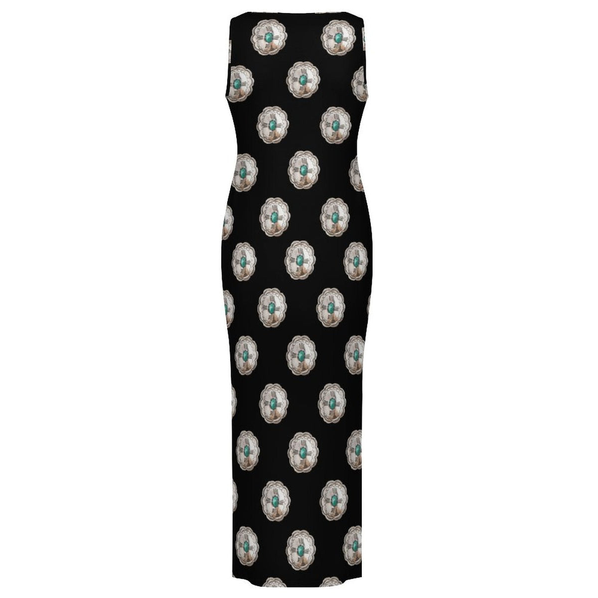 Baha Ranch Silver Concho Slit Maxi Dress