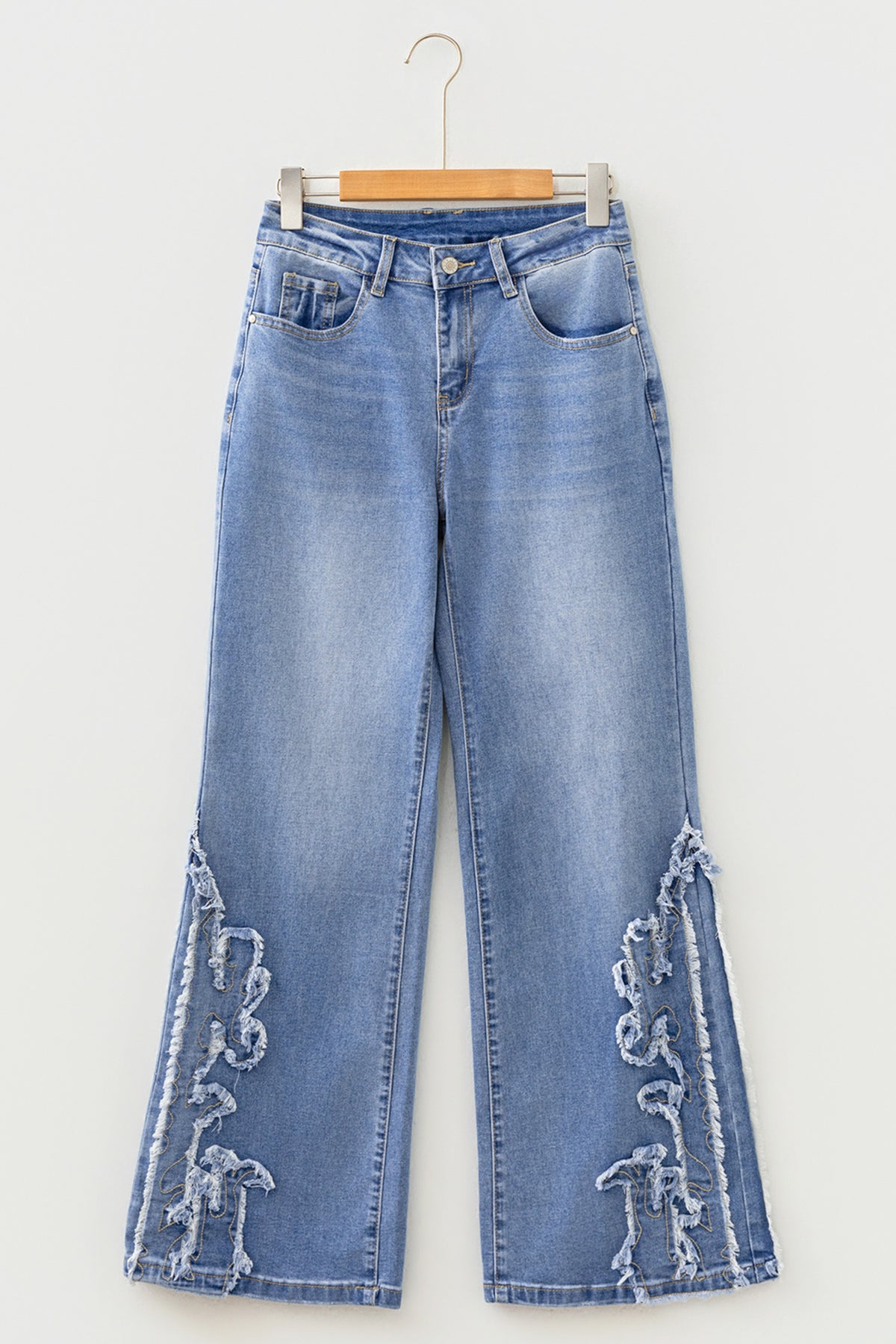 Ashleigh Blue Embroidered Western Print Flare Leg Full Length Jeans