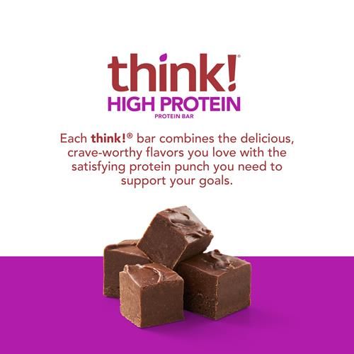 Think! Protein Bars, High Protein Snacks, Gluten Free, Kosher Friendly, Chocolate Fudge, Nutrition Bars, 2.1 Oz Per Bar, 10 Count (Packaging May Vary)