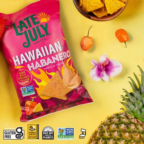 Late July Snacks, Hawaiian Habanero Corn Tortilla Chips, 7.8 Oz Bag