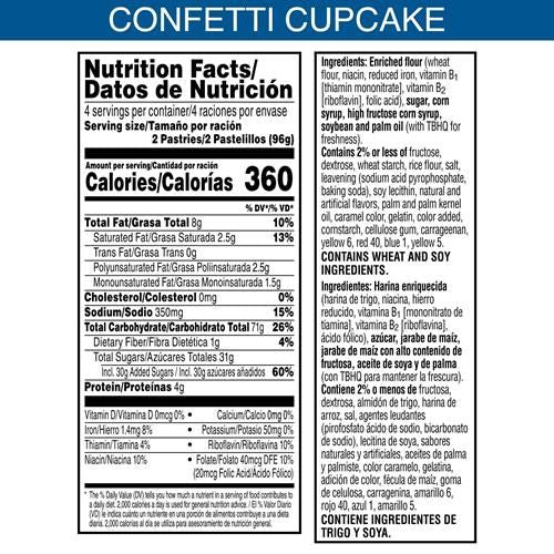 Pop-Tarts Toaster Pastries, Breakfast Foods, Kids Snacks, Frosted Confetti Cupcake, 13.5Oz Box (8 Pop-Tarts)