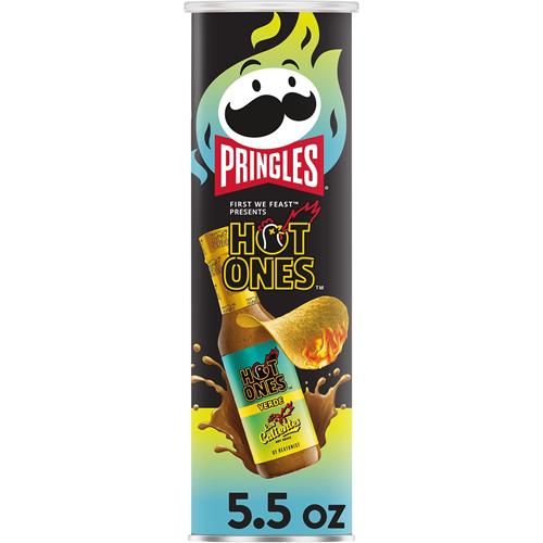 Pringles Hot Ones Los Calientes Potato Crisps Chips, Verde, Spicy Snacks, Hot Sauce Inspired, 5.5Oz Can (1 Can)?