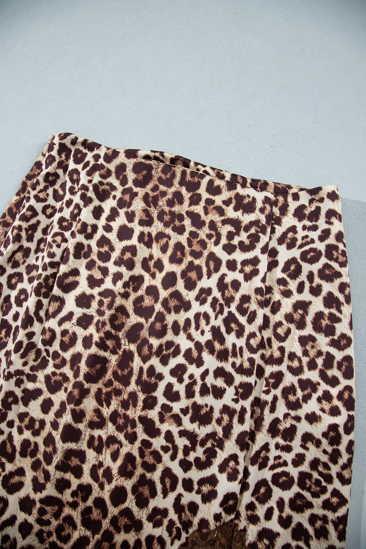 Khaki Cheetah Print Trim Split Long Western Skirt