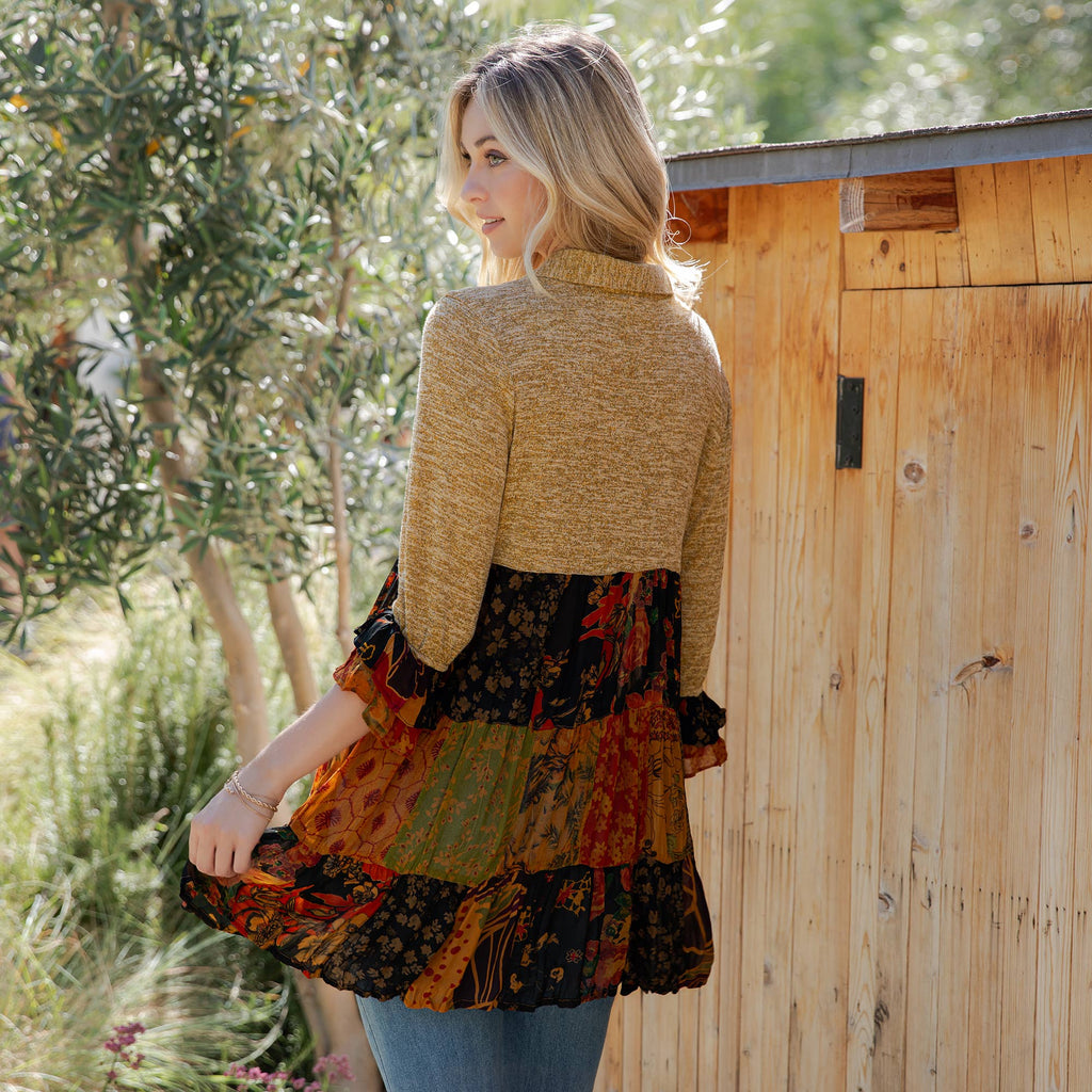 3/4 Ruffle Sleeves Western Blouse Top (New Color)