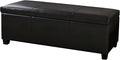 BELLEZE 47 Inch Storage Ottoman, Faux Leather Storage Bench Bedroom Bench with Safety Close Hinge, Ottoman with Storage for Living Room, Entryway, Hallway, Foot Rest, Support 300lbs - Black