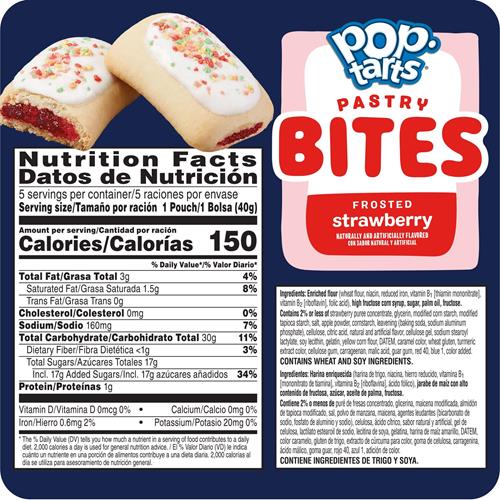 Pop-Tarts Baked Pastry Bites, Kids Snacks, School Lunch, Frosted Strawberry, 7Oz Box (5 Pouches)