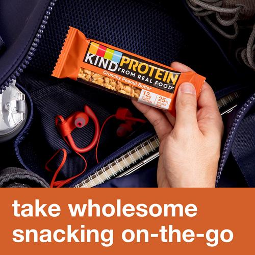 Kind Protein Snack Bar, Crunchy Peanut Butter, Healthy Snacks, Gluten Free, 12G Plant Protein, 12 Count