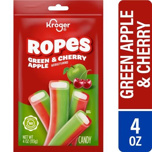 Kroger Green and Cherry Apple Ropes Candy Bag 4 oz