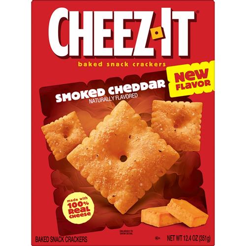 Cheez-It Baked Snack Crackers, Lunch Snacks, Smoked Cheddar, 12.4Oz Box (1 Box)