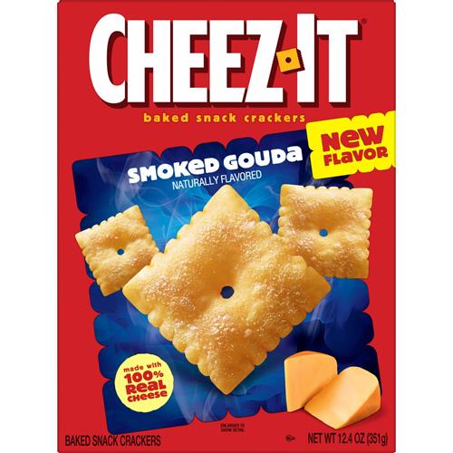 Cheez-It Baked Snack Crackers, Lunch Snacks, Smoked Gouda, 12.4Oz Box (1 Box)