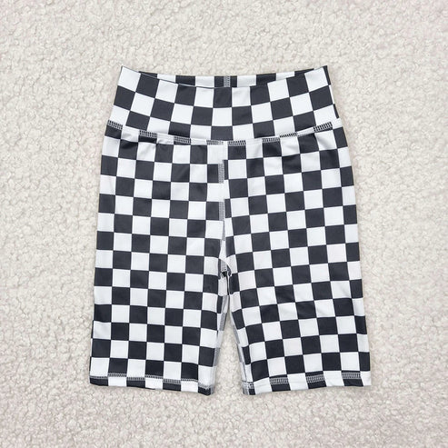 Children Checkered Flag Biker Shorts
