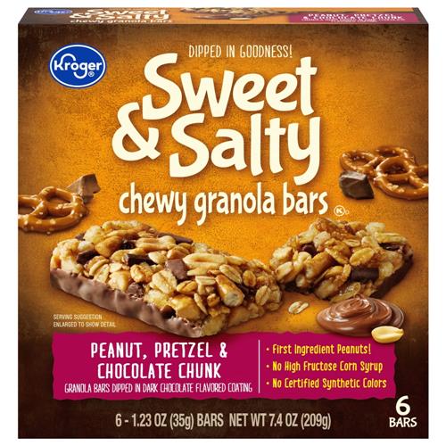 Kroger Peanut Chocolate Chunk Pretzel Bars 6 ct
