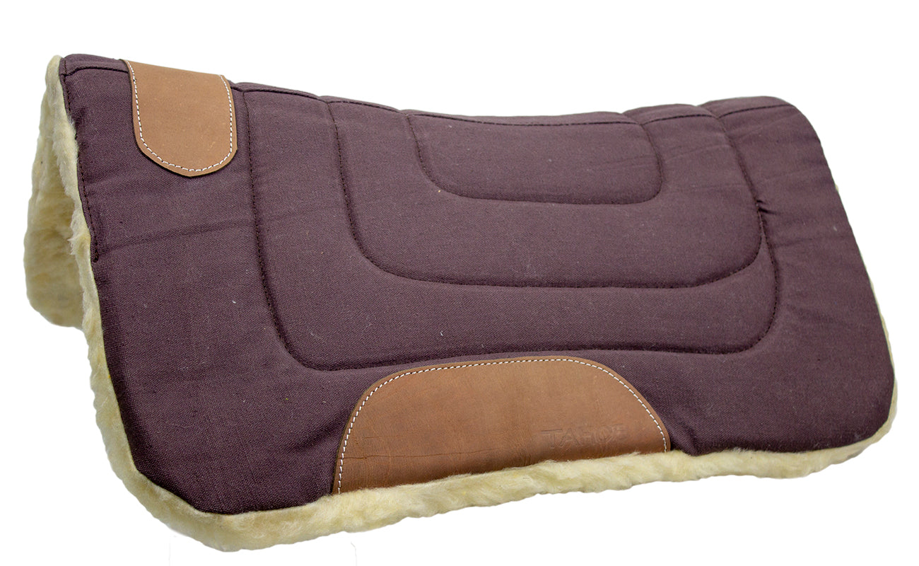 Pony Contour Cut Canvas Western Saddle Pad with Fleece Lining by Tahoe Tack - Size 23" X 23"