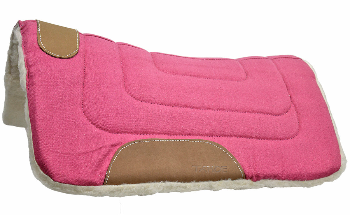 Mini Contour Cut Canvas Western Saddle Pad with Fleece Lining by Tahoe Tack - Size 19" X 19"
