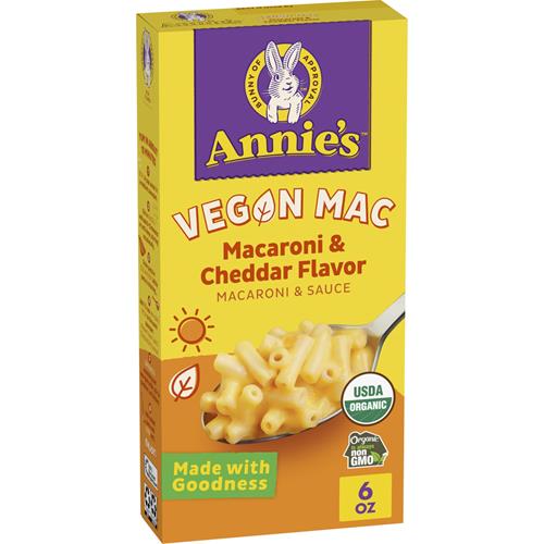 Annies Vegan Mac And Cheddar Flavor Pasta And Sauce, Organic, Plant Based, Dinner Side Or Snacks, 6 Oz