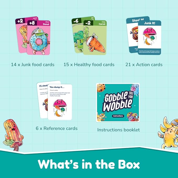 Bloomingo Gobble Till You Wobble: Fun Card Game for Kids & Adults; Perfect for Family Gatherings & Travel; Ages 6+; Blue