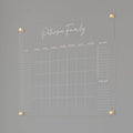 Personalized Clear Acrylic Calendar for Wall, Calendar Whiteboard for Wall, Dry Erase Wall Calendar, Wall Calendar Organizer System for Home (Cursive, White, 31"W x 23"H)