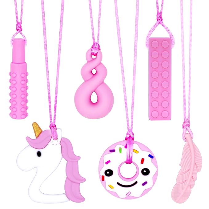 Chew Necklaces for Sensory Girls, Chewy Necklace Sensory Toys for Kids with Autism, ADHD,SPD, Chewing, Teething or Special Needs, Oral Sensory Chew Toys for Kids Adult Reduce Anxiety Fidgeting