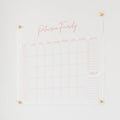 Personalized Clear Acrylic Calendar for Wall, Calendar Whiteboard for Wall, Dry Erase Wall Calendar, Wall Calendar Organizer System for Home (Cursive, Blush, 31"W x 23"H)