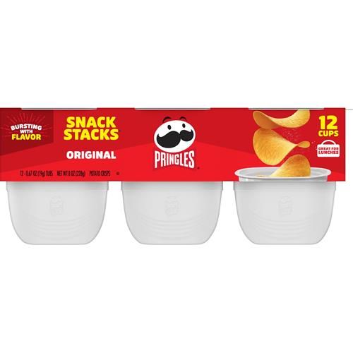 Pringles Potato Crisps Chips, Lunch Snacks, On-The-Go Snacks, Snack Stacks, Original, 8Oz Tray (12 Cups)