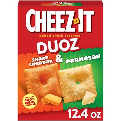 Cheez-It Duoz Baked Snack Crackers, Lunch Snacks, Sharp Cheddar And Parmesan, 12.4Oz Box (1 Box)