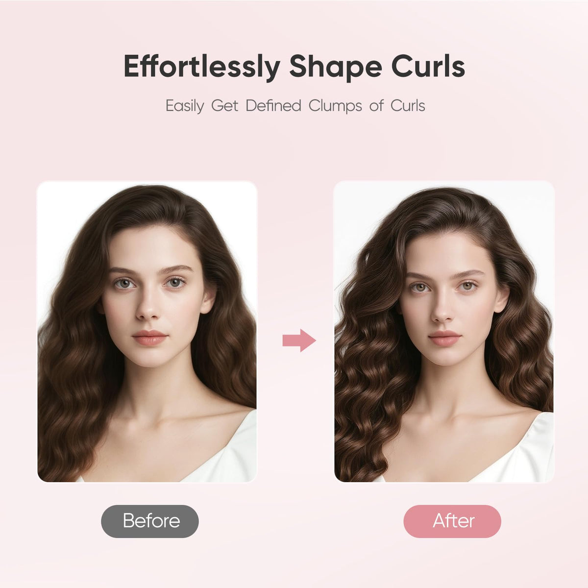 AM 8:00 Curly Hairbrush Curl Defining Voluming Styling Tool Pink