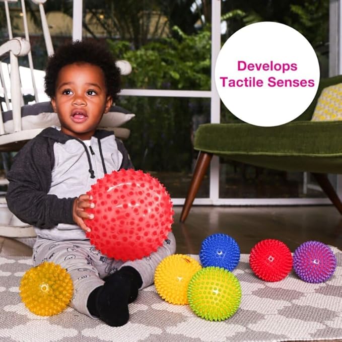 Edushape Original Sensory Ball for Baby - 7" Deflated with Pump, Transparent Red, Enhances Gross Motor Skills for Kids 6 Months & Up