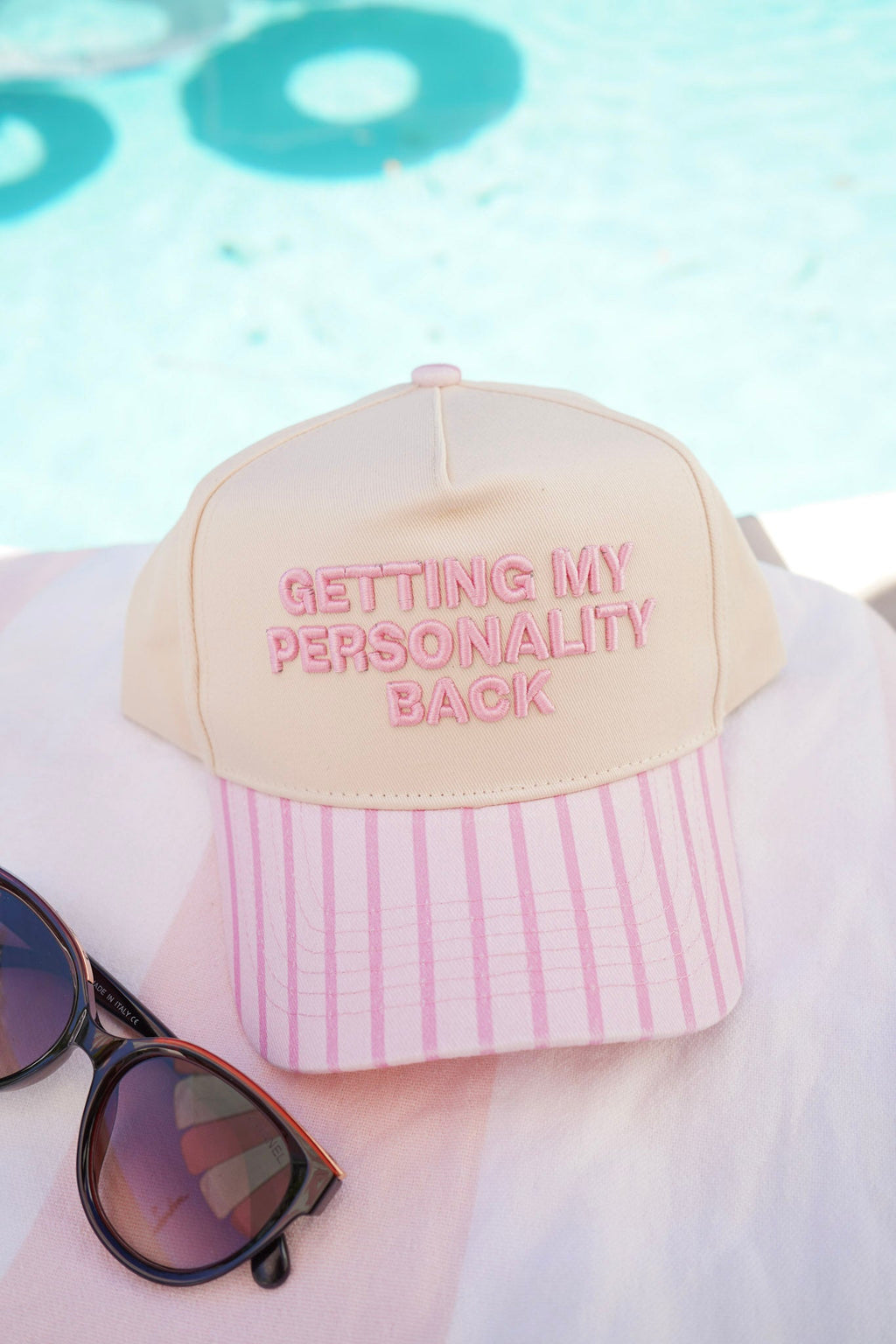 Getting my Personality Back - Pink Stripe Trucker Hat