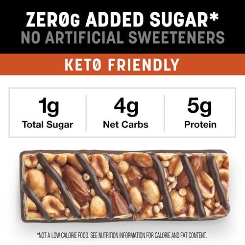 Kind Zero Added Sugar Bars, Peanut Butter Dark Chocolate, Keto Friendly Snacks, Gluten Free, 5G Protein, 5 Count