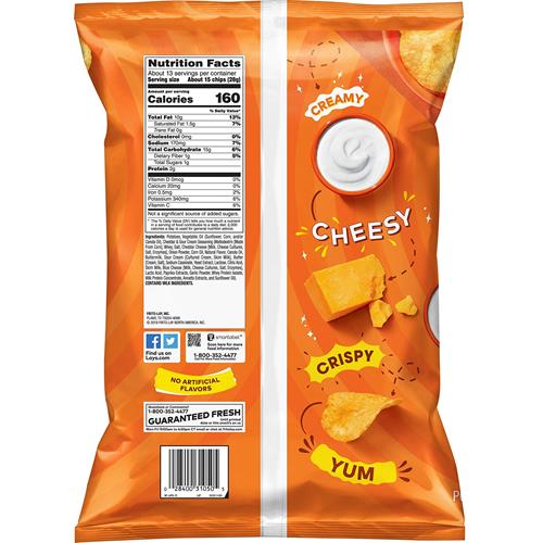 Lays Potato Chips, Cheddar And Sour Cream Snacks, Party Size, 12.5Oz Bag