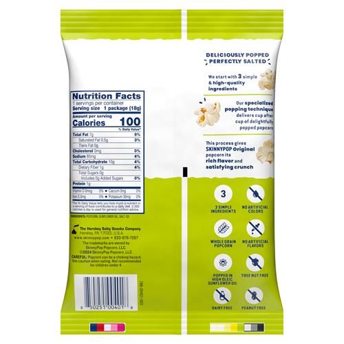 Skinnypop Popcorn, Original, Gluten Free, Non-Gmo, Healthy Snacks, 0.65Oz Individual Size Bags (6 Count)