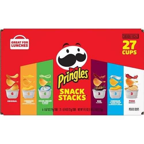 Pringles Potato Crisps Chips, Snack Stacks, Lunch Snacks, Office And Kids Snacks, Variety Pack (27 Cups)