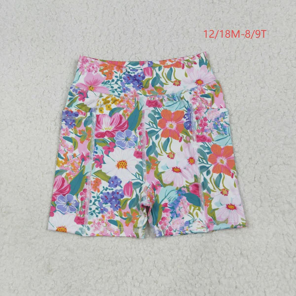 Children Floral Biker Pants