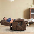 MAEVIS Power Recliner Chair, Lay Flat Sleeping Lift Chairs Recliner for Elderly with Heat and Massage,Comfy Real Breathable Leather Recliners with Dual OKIN Motor for Living Room (Ochre)
