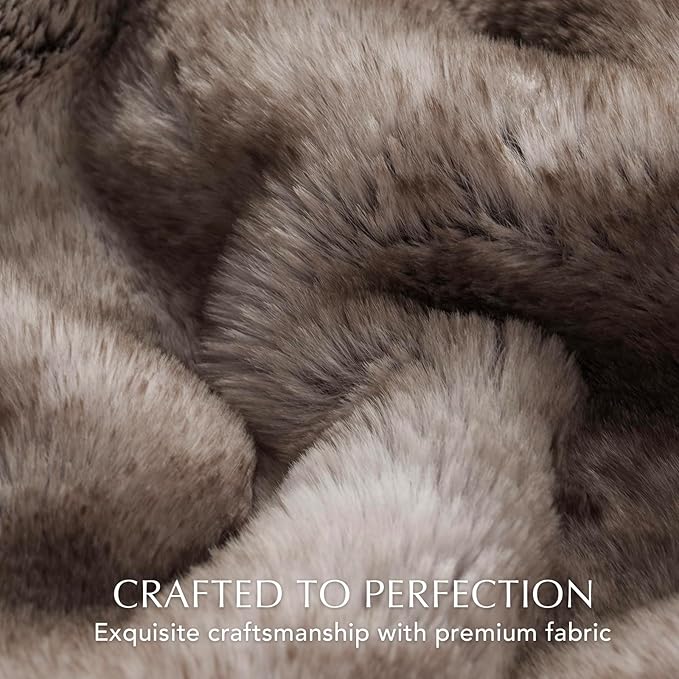 Ultra Soft Luxury Fluffy Mink Faux Fur Throw Blanket, Thick Warm Fall Winter Blankets for Bed, Couch, Cozy Plush Reversible Blanket for Chair, Sofa (Ombré Hazel Brown, 50"x60")