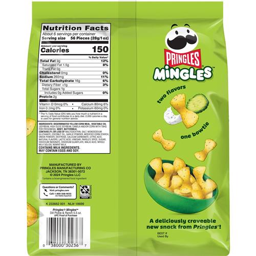 Pringles Mingles Puffed Snacks, Dill Pickle And Ranch, Salty Snacks, 5.5Oz Bag (1 Bag)