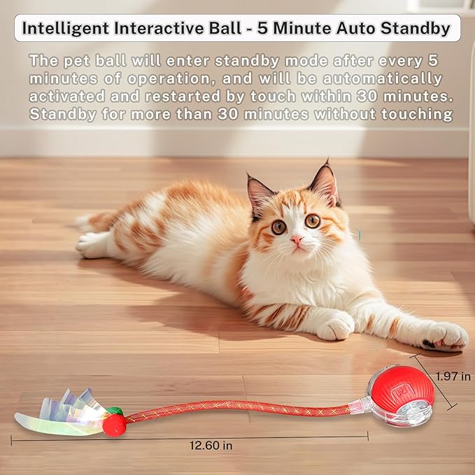 New Upgraded Cat Ball Toy - Speedy Tail 2.0 Cat Toy, Interactive Cat Toy Ball, Stimulating Toys and Juguetes para Gatos, Cat Toys for Bored Indoor（Sound Switchable） (Green)