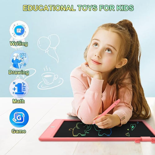10.5 Inch LCD Writing Tablet for Kids, Colorful Toddler Doodle Board - Erasable Drawing Pad, Educational Learning Toy for Ages 3-8 - Valentine's Day Christmas Birthday Gifts (10.5 Inch, Pink)