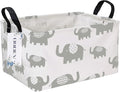 Rectangular Folding Laundry Basket, waterproof Canvas Basket,gift basket,Suitable for children's room,Office,Clothes,Toys Storage (Grey Elephant)