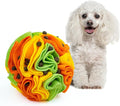Pet Snuffle Ball, Puzzle Sniffing Interactive Dog Ball for Blind Dogs Training Stress Relief Dog Enrichment Toys Treat Machine Washable (15cm, Yellow Orange Green)