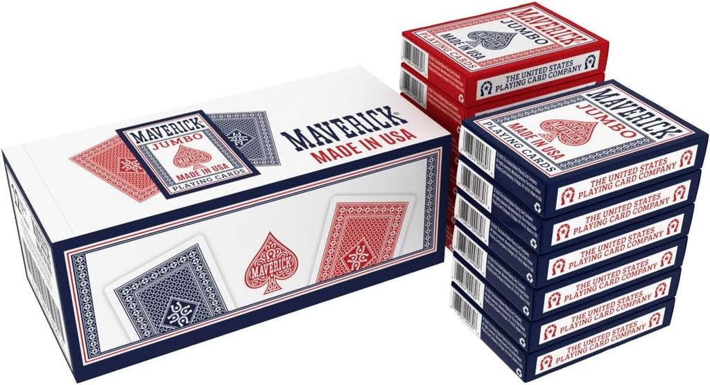 Maverick Playing Cards Brick (12 Decks, Red & Blue) – Jumbo Index – Made in USA